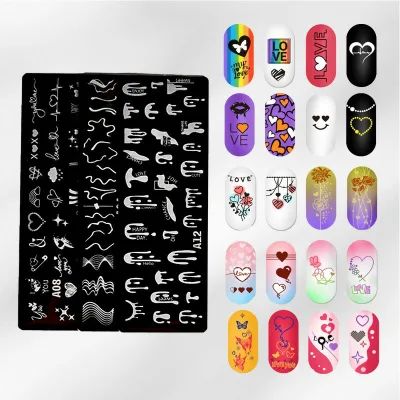 Valentine's Day Design Flower Nail Stamping Plate 4X12 Heart Love Lips Nail Stamping Plates