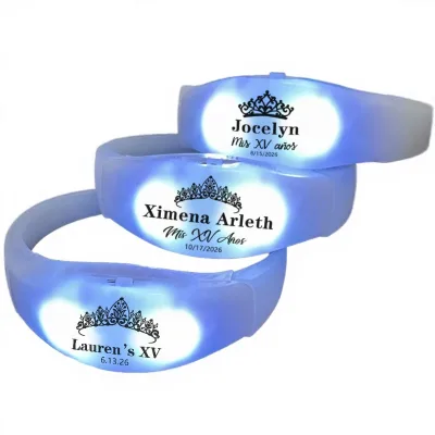 Silicone ABS LED Wristband Flashing Light up Sound Activated Rhythmic Bracelets Party Favors Romance Style Free Gifts