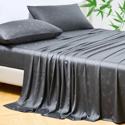 Bamboo Fiber Customizable Design Cool Breathable Flat Sheet Soft Smooth Moisture Absorbing Antibacterial Fitted Sheet for Hotel