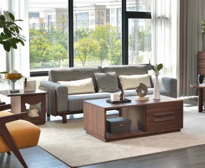 Modern Simple Modular Straight-Row Sofa with Fabric Upholstery and Wood Frame for Living Room