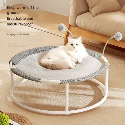 Super Quality All Seasons Durable Cat Bed Hammock Summer Breathable Dog Bed Net Cloth Cat Nest Removable Round Cat Jumping Bed
