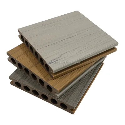 23mm Thickness Capped Decking Construction Wood Plastic Flooring Materials with 6 Holes and UV