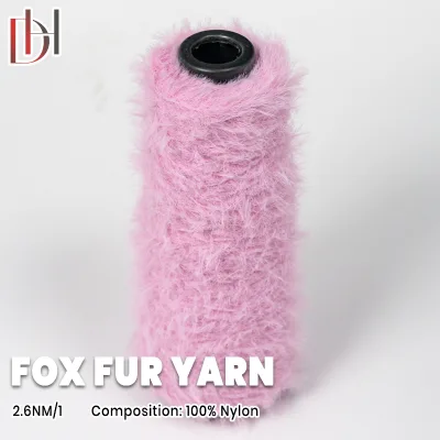 Custom Dyed Color Woven High Quality 100% Nylon Fancy Yarn 2.6NM-1 Hand Knitting Fancy Fox Fur Yarn