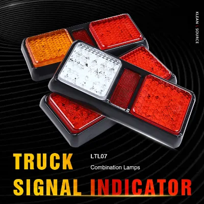 New 12V-24V Emark Approved 80mm Square LED Rear Light with Tail & Indicator Reflector 72LED for Trailer Semi Truck