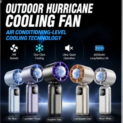 199 Gears Speed Turbo Fan Handheld Air Conditioner | 6000mAh Long Battery Life Portable Cooling Fan for Office Travel Outdoor