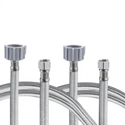 Cross-border North American 304 Stainless Steel Braided Hose 7/83/8 Inch Toilet Fill Cold Hot High-pressure Explosion-proof