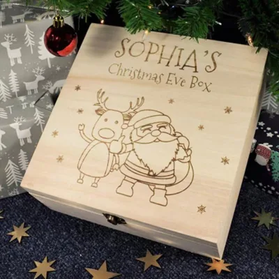 Creative Christmas Eve Christmas Apple Box Wooden Gift Box Santa Claus Reindeer Design Gold/Silver Hot Stamping Rectangular