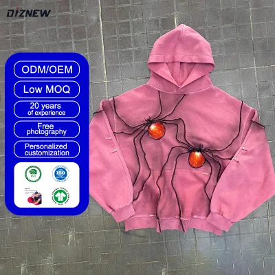 DiZNEW Mens Hoodie High Quality Custom logo Streetwear 400 Gsm Cotton Pullover Hoodies