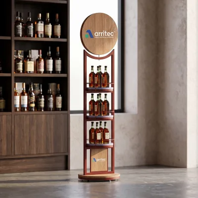 Custom Freestanding Metal Wine Display Stand Supermarket Liquor Bottle Storage Rack Fixed Beer Display Shelf