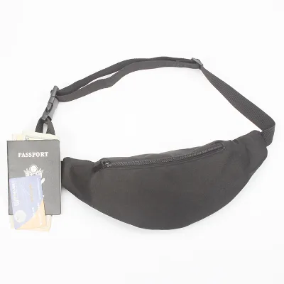 Travel Fanny Bag Waist Pack Sling Pocket Waist Pouch Polyester Black Running Belt Elastic Waist Bag