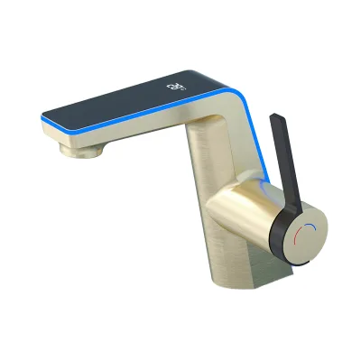All-Copper Modern Rainfall Waterfall Basin Pull-Out Hydropower Digital Display Single Hole Brass Ceramic Valve Wash Basin Lift