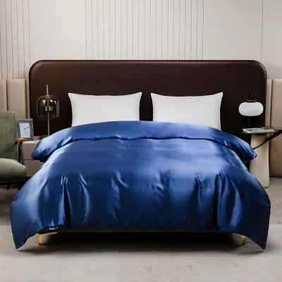 Luxury Custom Satin Comforter Linen Duvet Cover Sets Soft Breathable Zipper Closure Quality Home Bedding Plain Queen King