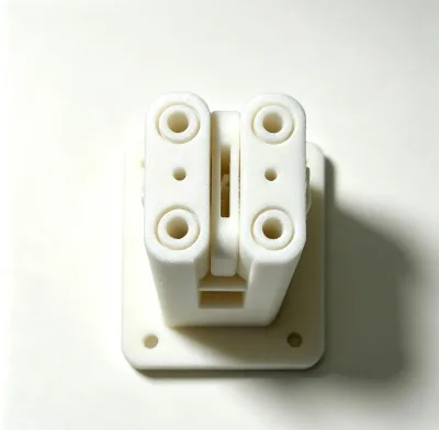 Rapid Prototyping White Plastic Connector Component with Dual Cylindrical Holes and Mounting Base Custom 3D Printing Service