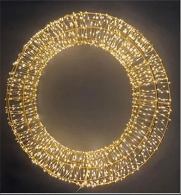 Factory Tridimensional Metal Iron Big Ring 4000Led Decorative Led Copper Light Christmas Outdoor Waterproof Decoration Light