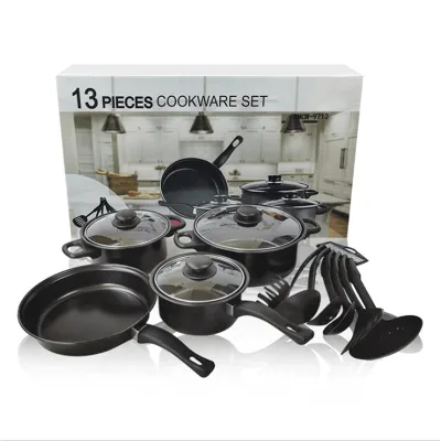 LMK111 13PCS Multi-functional Non Stick Iron Cooker Set Kitchen Cooking Pan Frying Cookingware Pots and Pans