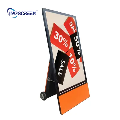 INGSCREEN Mobile LCD Touch Screen High Brightness Movable 55" Display Advertising Player Battery Powered Elevator Education