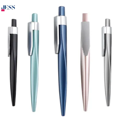 School Office Logo Ball Pen with 1.0mm Writing Width Metallic Plastic Body Click-Push Action Special-Shaped Promotional Pen