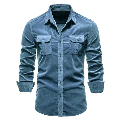 2026 Men's Corduroy Business Slim Fit Casual Shirt Long Sleeve Jacket in Stock