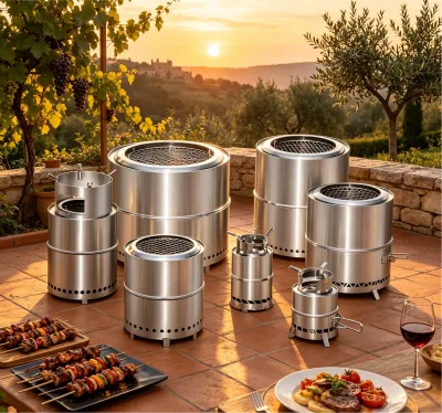 Stainless Steel 201 Outdoor Bonfires Brazier Stove Smokeless Charcoal Camping Solo Fire Pit Portable 13.3 Inch