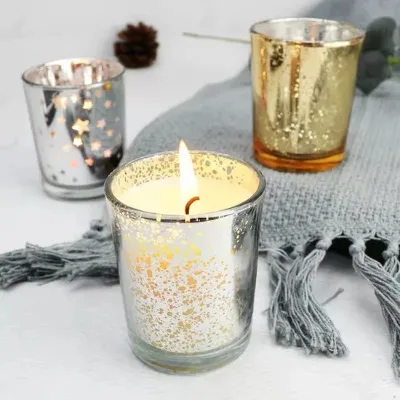 Wholesale Electroplated Gold Candle Holder Candle Jars for Hotel