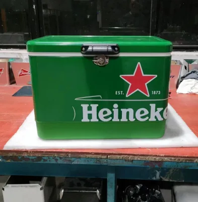 54QT Steel Cooler Box with Bottle Opener Retro Garden Cooler Coolest for Outdoor