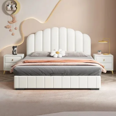 Cream Wind Children's Bed Girls Princess Solid Wood Frame Bed Bedroom Kids Bed