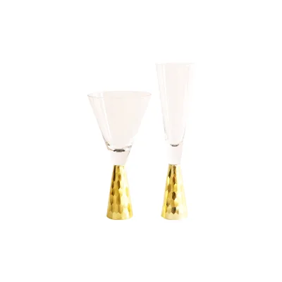 Creative electroplating frosted glass luxury glass champagne flute custom goblet martini cocktail glass