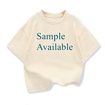 Children's Boxy Fit Toddler Summer 2026 Printed Knitted Cotton Loose Student Sportswear Kids Drop Shoulder T-shirts Plain