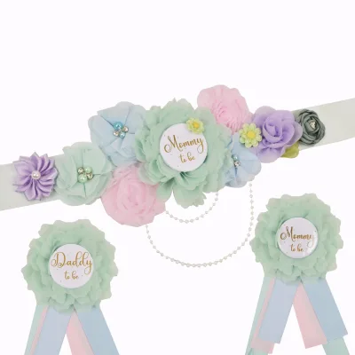 Baby Shower Decoration Maternity Sash Daddy and Mommy to Be Tinplate Badge Pin Gender Reveal Button Pins Gifts