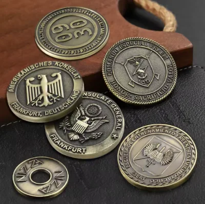Custom Antique Gold Silver Brass Plated Challenge Coin Die Stamped Zinc Alloy 3D Token Coin Metal Custom Coins Collections