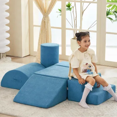 Jela 6Pcs Foam Blocks Soft Play Equipment, Crafted with Luxury Miss Fabric.Indoor Outdoor Waterproof Climbing Toys for Toddlers,