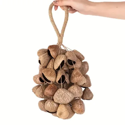 Fruit shell hand cranked bell, fruit shell hand bell, meditation music instrument, relaxing natural music string bells