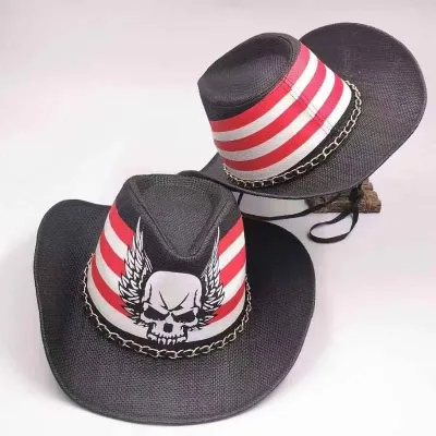Wholesale Customize Texas Crazy Train Style Cowboy Hat Printed America Flag Western Cowgirl Hat Cowboy Hats