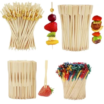 Bamboo Skewers Sharp Points for Outdoor Grilling Meat and Convenient Appetizer Serving in Restaurant
