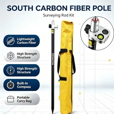 South Carbon Fiber Pole GNSS RTK Survey Accessory for Construction Mapping Measurement Projects