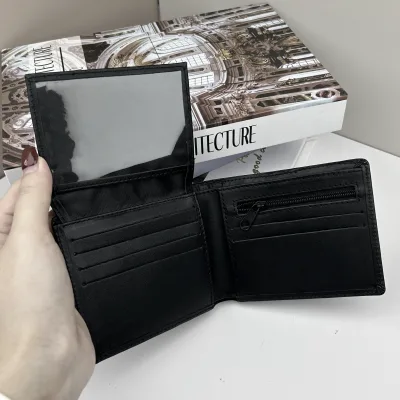 Men's Luxury Bifold Leather Wallet with Multi-Card Position Zipper Change Bag Short Business Design with Custom Logo