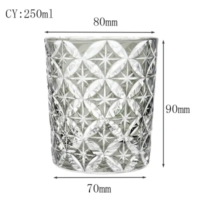 Classic Type 250ml Small Smoke Gray Old Fashioned Glass Tumbler Hand Cut Star Pattern for Whiskey
