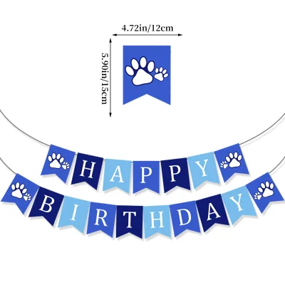 Pet Dog Birthday Party Supplies Hat Bandana Bow Tie Birthday Banner Flag Pet Triangular Scarf Pet Dog Birthday Decorations