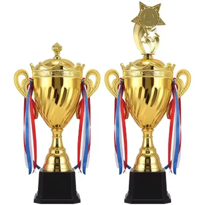 Popular High Quality Large Trophy Cup Awards DIY Star Top Cup Trophy Customized Changeable Cap Metal Plated Trophy Awards