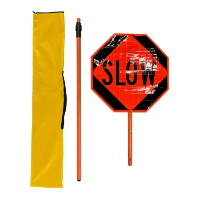 Sign Retailer Road Stop Roll up Traffic Signs Reflective Folding Reflective 18 24 Inch Hand Held Stop Slow Sign