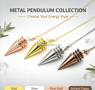 Metal Cone Dowsing Pendulum Divination Healing Crystal Meditation Pendant
