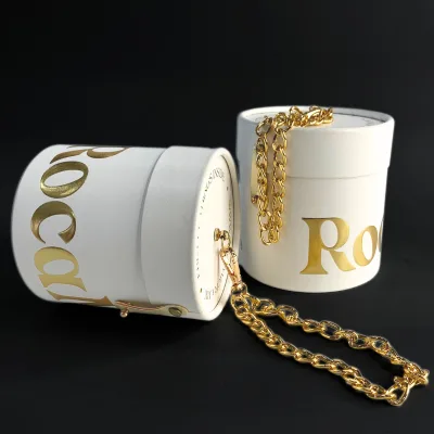 Luxury Handmade Biodegradable Round Cylinder Kraft Paper Tube Gift Set with Inserts for Cosmetics Jewelry & Watch Packaging