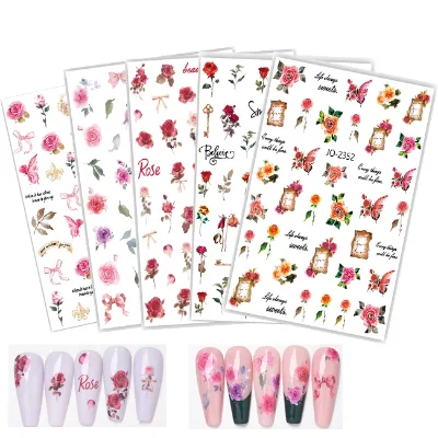 Custom Logo 3D/5D Flower Nail Decal Wraps Suppliers' DIY Nail Art Sticker Decorations Folish Adhesive Stickers & Decals