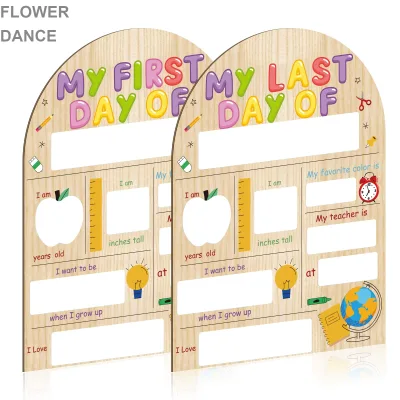 Wooden Double-Sided Cute Back to School Board Sign Kindergarten Reusable Photo Prop First Last Day of School Board Chalkboard