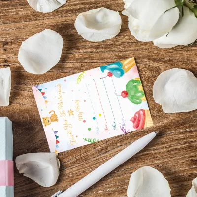 Handwritten Happy Birthday Invitation Card with Envelope for Theme Party Photo Booth Props