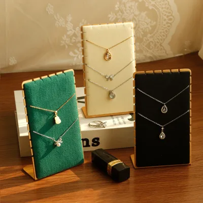 Rectangular Microfiber Velvet Jewelry Display Stand Metal Frame 15cm X 9cm Simple Design Jewelry Store Style for Necklaces Rings
