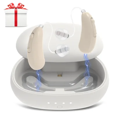 New Design Digital Hearing Aid 40-Hour Endurance with Blue Light Disinfection Charging case 16 Channels Types BTE Hearing Aid