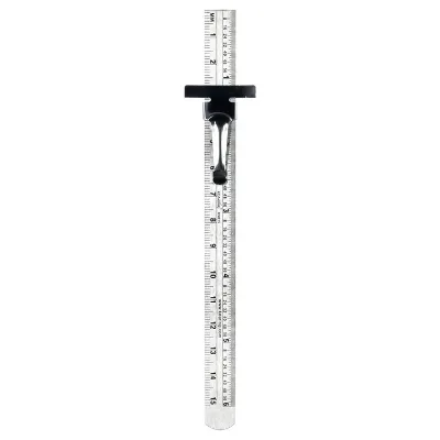 Kearing 15cm &6 Inch Stainless Steel Ruler with Clip Pocket Size Easy-carry Measuring Tool Use As a Depth Height Gauge#KSR15