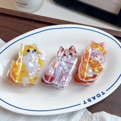 New Cat Series Claw Clips Cute Cartoon Garfield Persian Hair Clips Shark Clips PVC Handmade Hair Claw