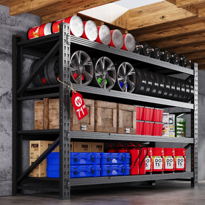 Storage Shelves Heavy Duty 4 Tier Storage Rack Shelf Steel Shelving Adjustable Standing Shelf for Basement/Warehouse
